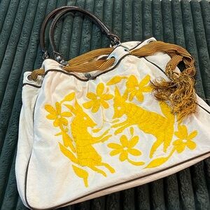 Nahui Ollin Embroidered Large Shoulder Bag.
